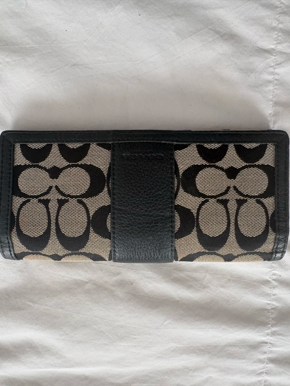 Coach Black & Khaki Signature Continental Wallet